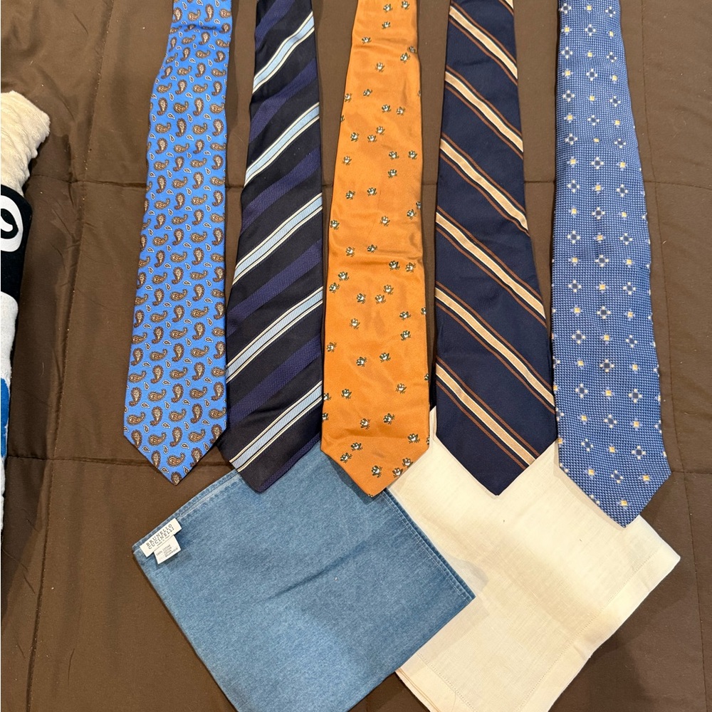Orange and Blue Patterned Ties Set